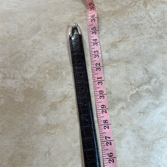 Brighton Women Animal Embossed Leather Belt Western Silver Buckle Black Size M/L - Picture 16 of 16